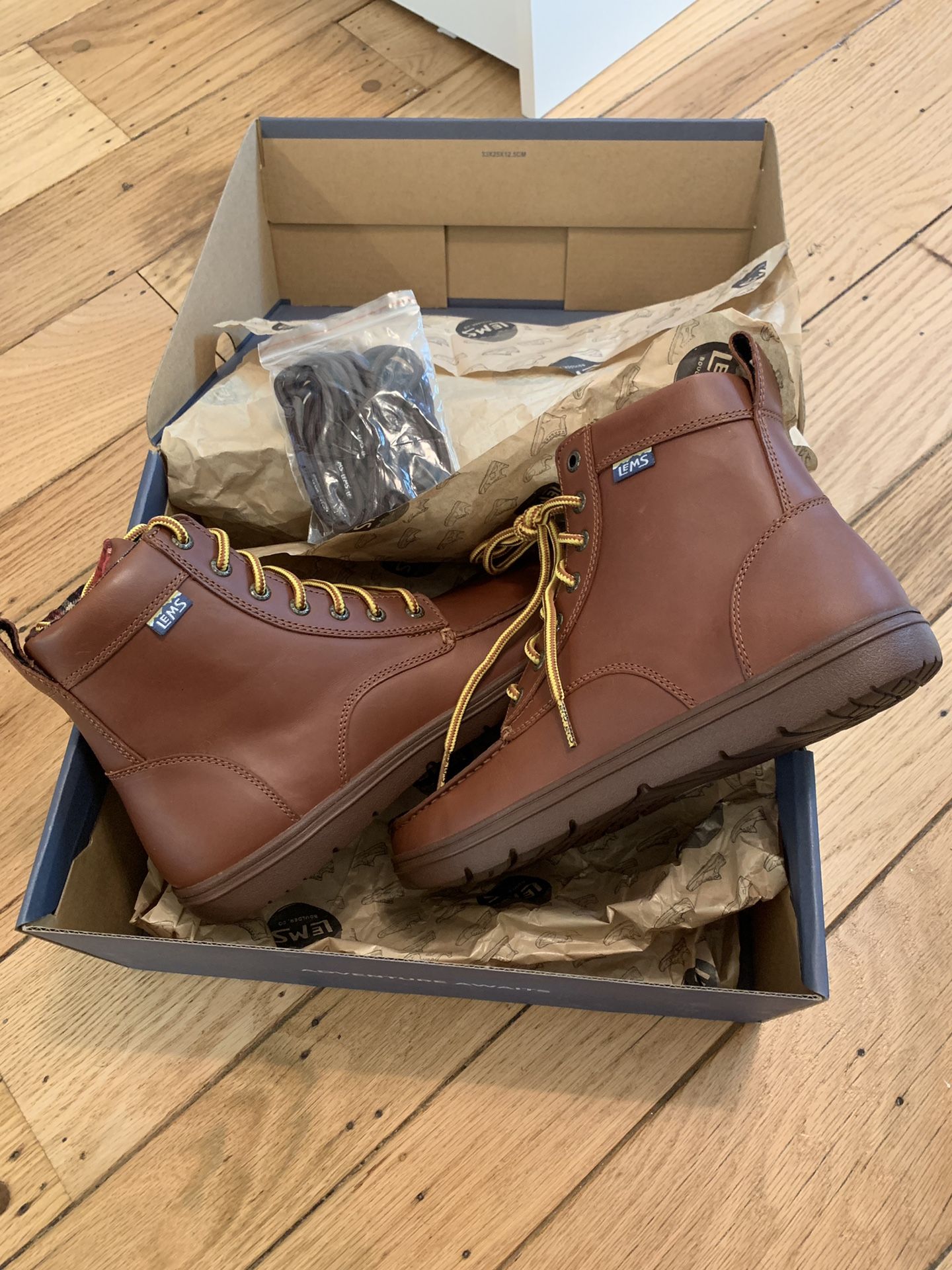 Lems Leather Boulder Boots Unisex, Russet Brown, Size 9 M/10.5 W