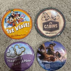 Disney World Collectible Button Set – Lot of 4 – Brand New