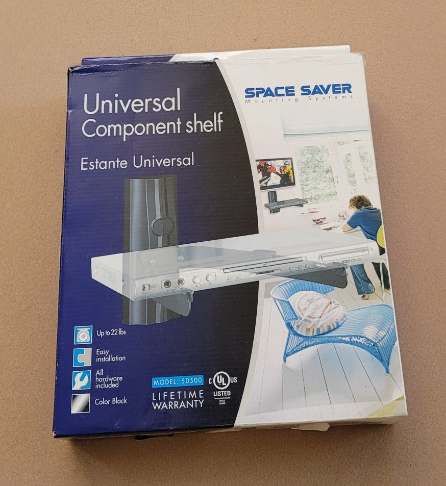 Space Saver Steel Black DVD / VCR Component Shelf 50500