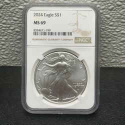 2024 American Silver Eagle MS69 "Walking Liberty" NGC Graded