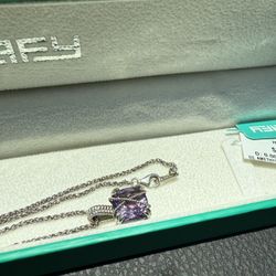 AFFY Amethyst Pendant On Silver Necklace