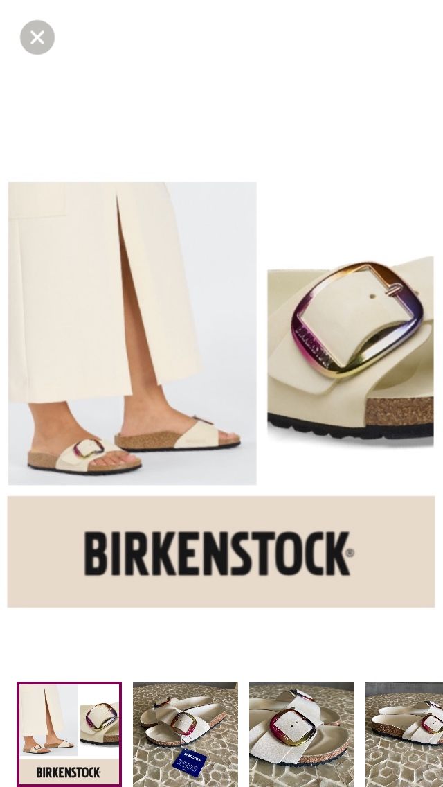 NEW!  Birkenstock Women’s Madrid Big Buckle Nubuck Leather ‘Ecru’ EU 39 Narrow