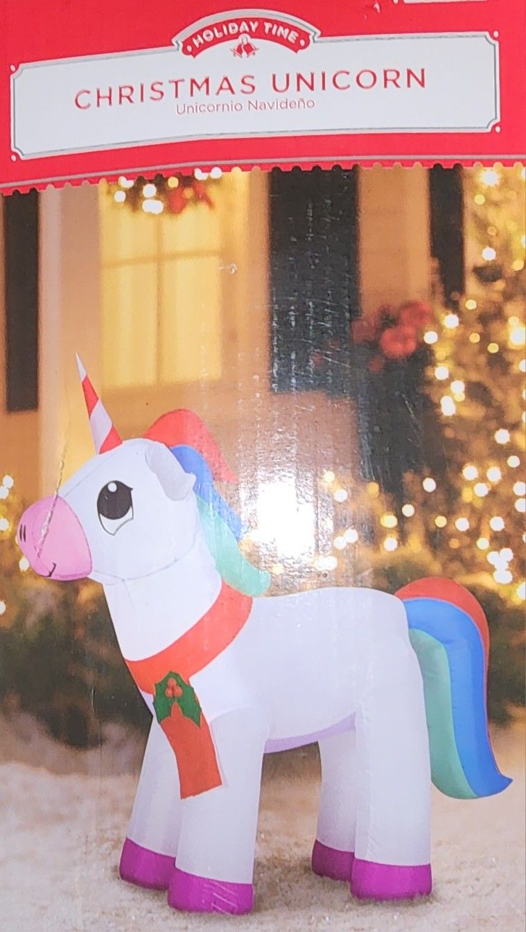 Christmas unicorn inflatable decoration