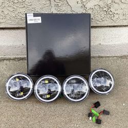 5.75 Inch 5/3 4 LED Headlight, 12V/24V Universal Daylight High/Low Switching 50W