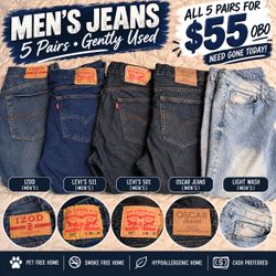 w5 Pairs Men’s Jeans – Levi’s 501 & 511 + More – $55 OBO