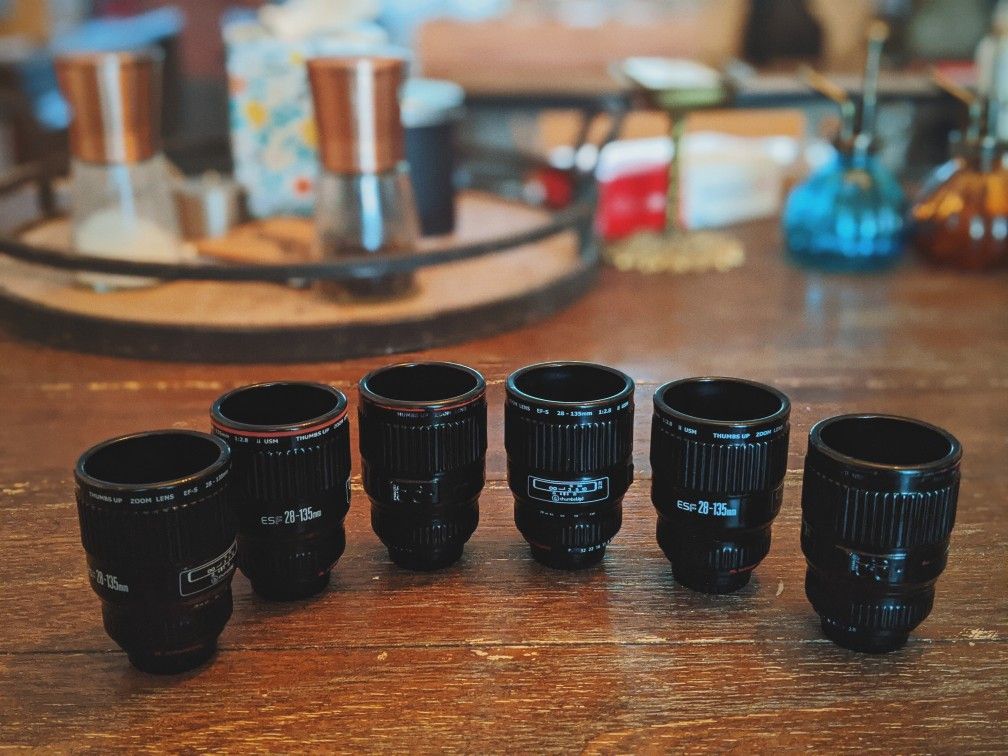 set of Canon lens shot glasses