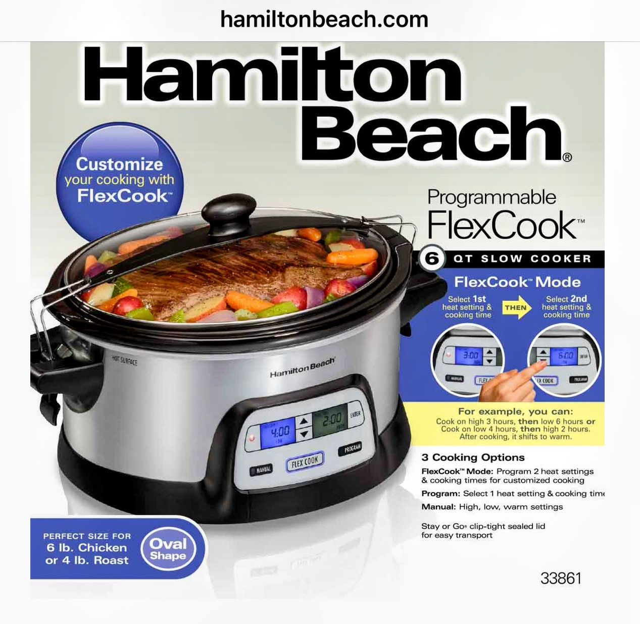 Hamilton Beach FlexCook™ 6 Qt Stay or Go® Slow Cooker