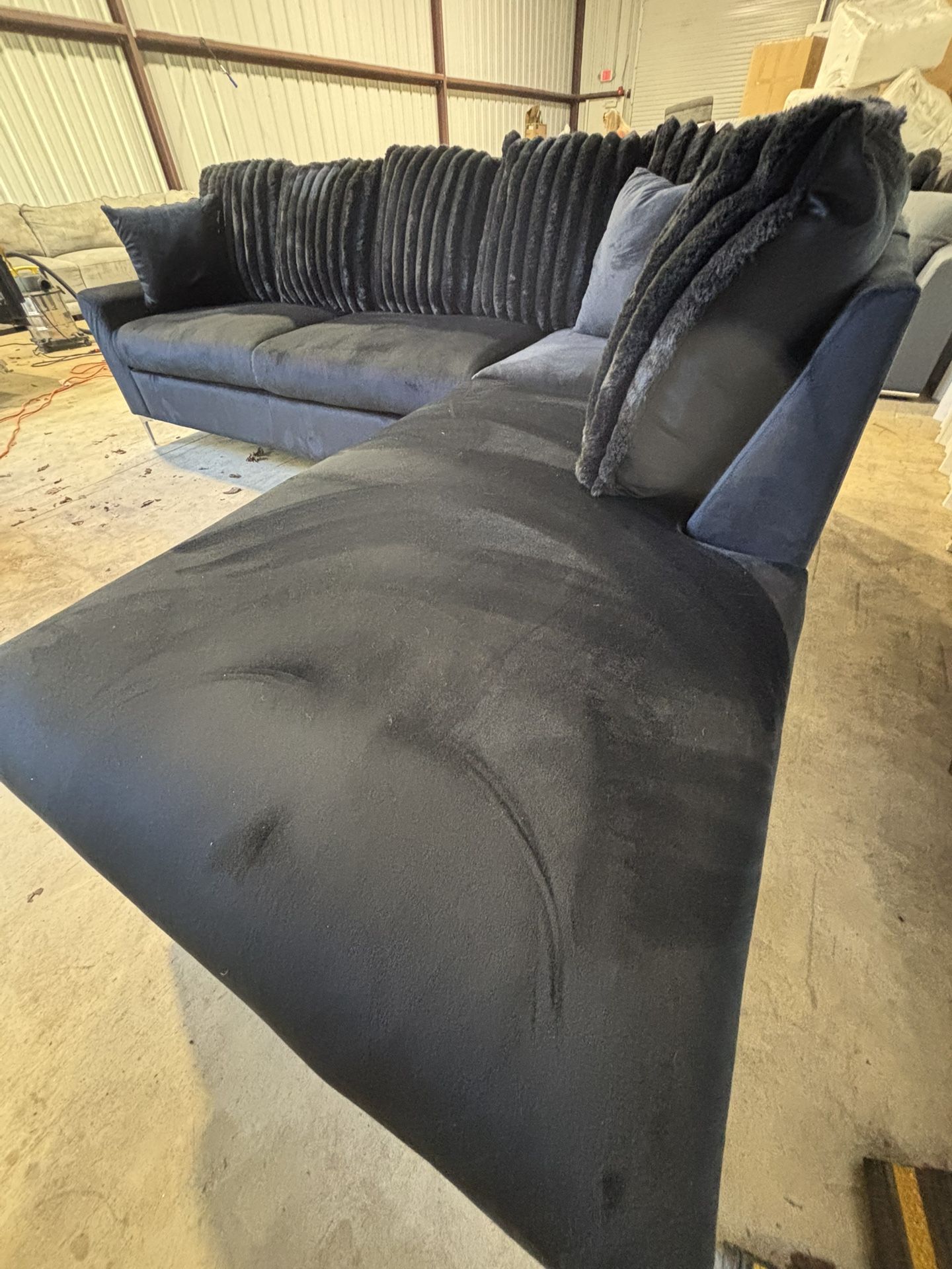 Black corduroy Sectional Couch Delivery Available