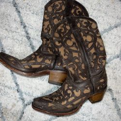 Size 2 Girl’s Corral Teen Boots inlay leather boots rodeo western cowgirl 