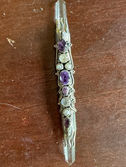 Handcrafted Crystal and Amathyst Healing Wand with protective case