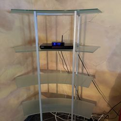 Modern Glass And Metal Shelf Unit