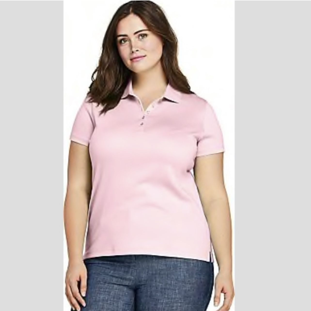LANDS END Light Baby Pink Polo Collared Short Sleeve Shirt NEW