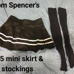 Size Small Mini Skirt & Stockings From Spencer's 