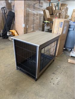 Gray and Black Dog Crate