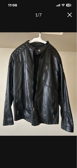 NEW Men Genius Field Leather Dimond Quilted Black Jacket Coat Warm Cozy Fleece Lining Men Size XL