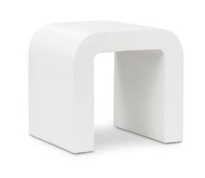 *NEW* Poly & Bark Naples Horseshoe Side Table / Nightstand - Ivory Cement