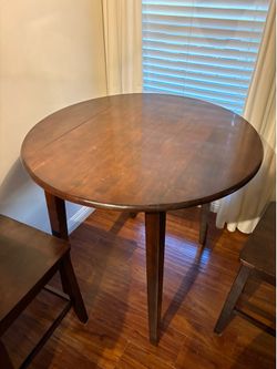 Wood High Dining Table w/ Chairs x2