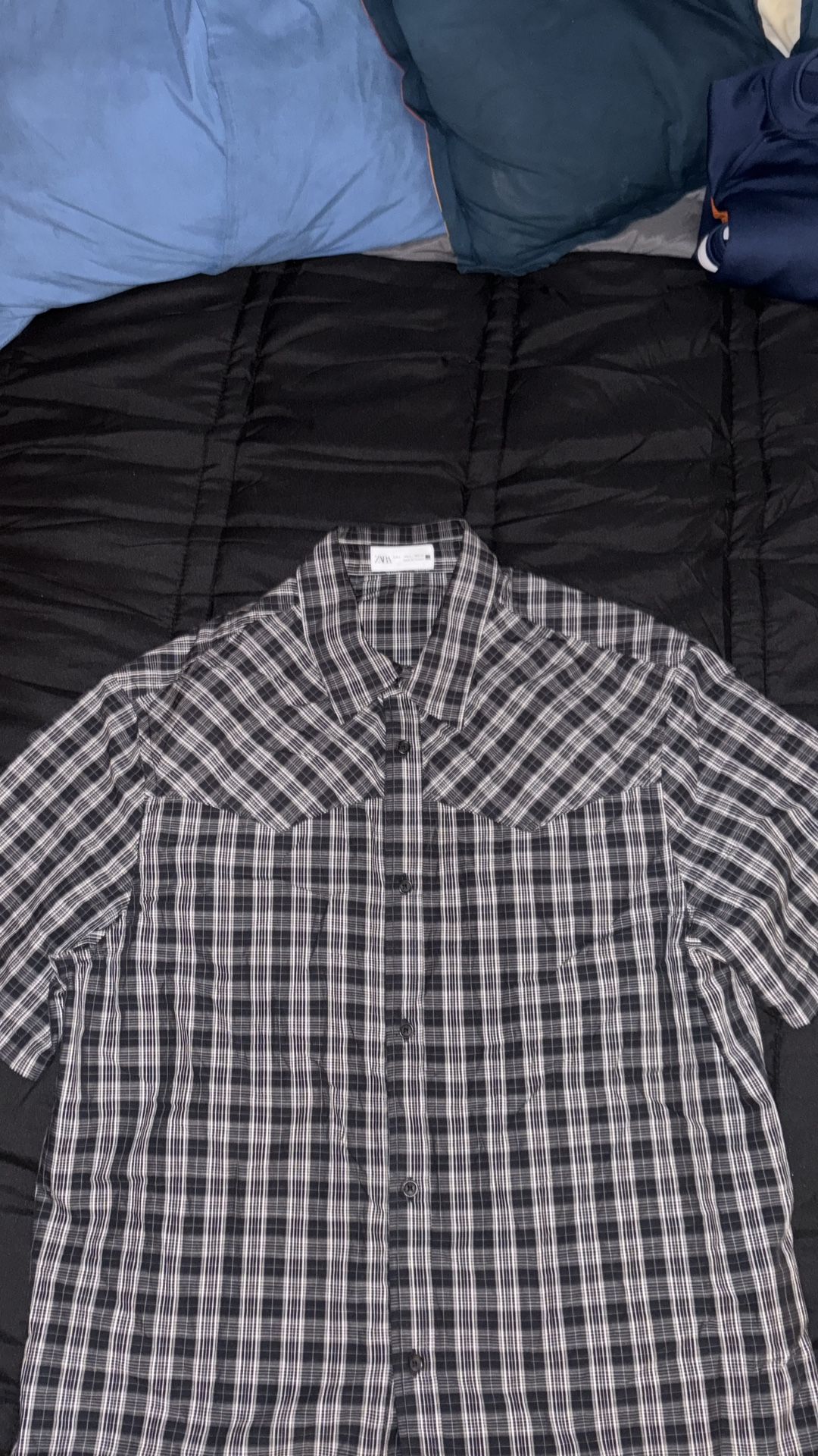 PLAID SHIRT - Black ZARA