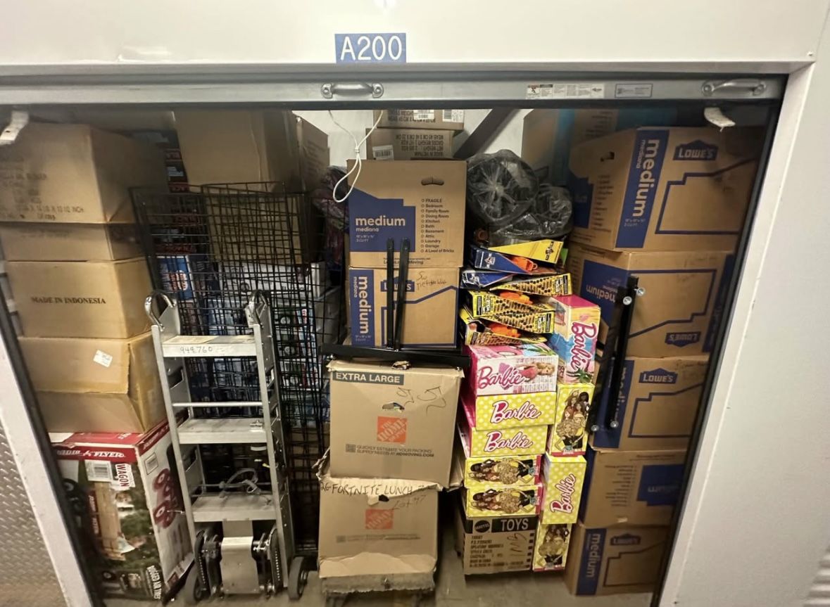 Storage Unit Of Toys. Trains Dolls Barbies Nerf