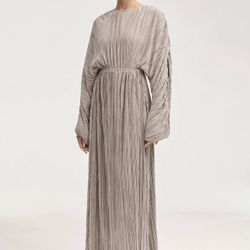 Veiled Collection Plisse Maxi Dress in Taupe