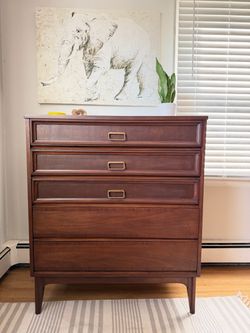 Vintage Dixie Mid-Century Modern Tallboy Dresser