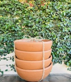 Set of 4 Terracotta Bowl Pot Planters