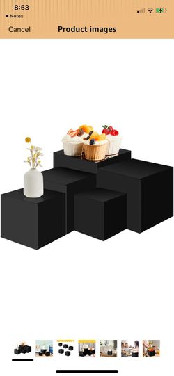 Set of 5 Display Buffet Risers Acrylic Cube with Hollow Bottoms Acrylic Boxes for Display black