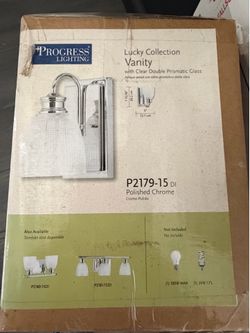 NEW Progress Lighting Chrome Vanity Light – Bathroom Fixture