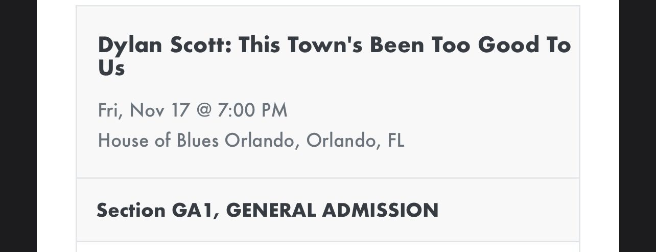 Dylan Scott - 4 Tickets -Orlando 11/17/23