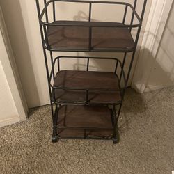 Metal And Wood Three Tier  Holder Shelf