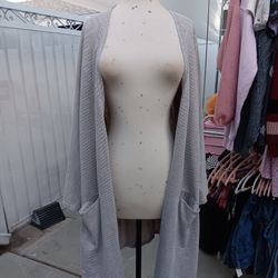 Grey Stripped Cardigan
