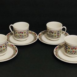 4 Royal Doulton FIREGLOW TC1080 Tea Cup & Saucer Sets