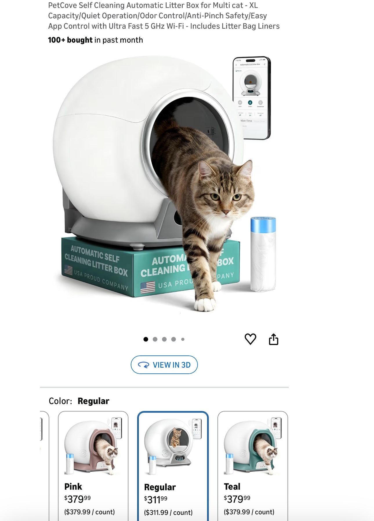 PetCove Self Cleaning Automatic Litter Box for Multi cat - XL Capacity/Quiet Operation/Odor Control/Anti-Pinch Safety/Easy App Control with Ultra Fast