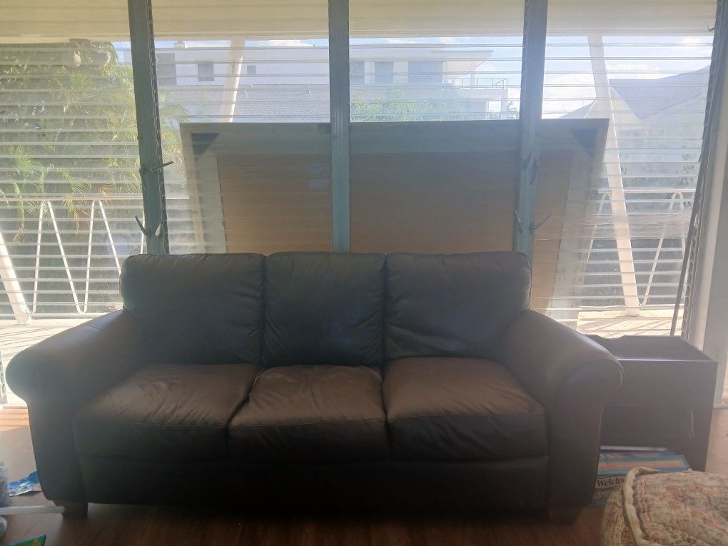 Couch Leater Faux Leather 3 Seater Brown