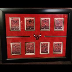 Michael Jordan “MJ Exclusives” Framed Display – 8-Card Upper Deck Set – Custom Red Suede Frame