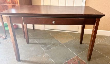 Wooden desk with keyboard tray