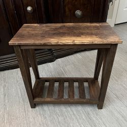 Wood Sofa Table With Wood Shelve .