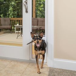 Open Box Medium White Aluminum Pet Sliding Door