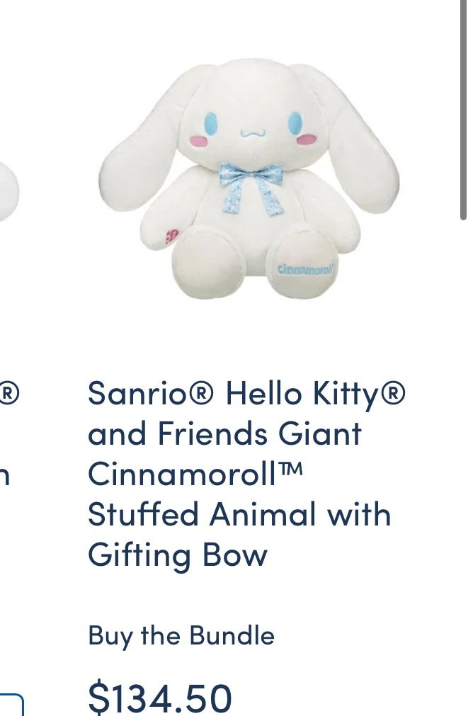 Giant build a bear cinnamoroll with bow tie