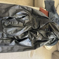 Sean John Faux Leather Bomber Jacket With Hoodie Y2K