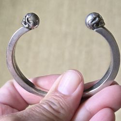 Chan Luu Sterling Silver Skull Cuff Bracelet 