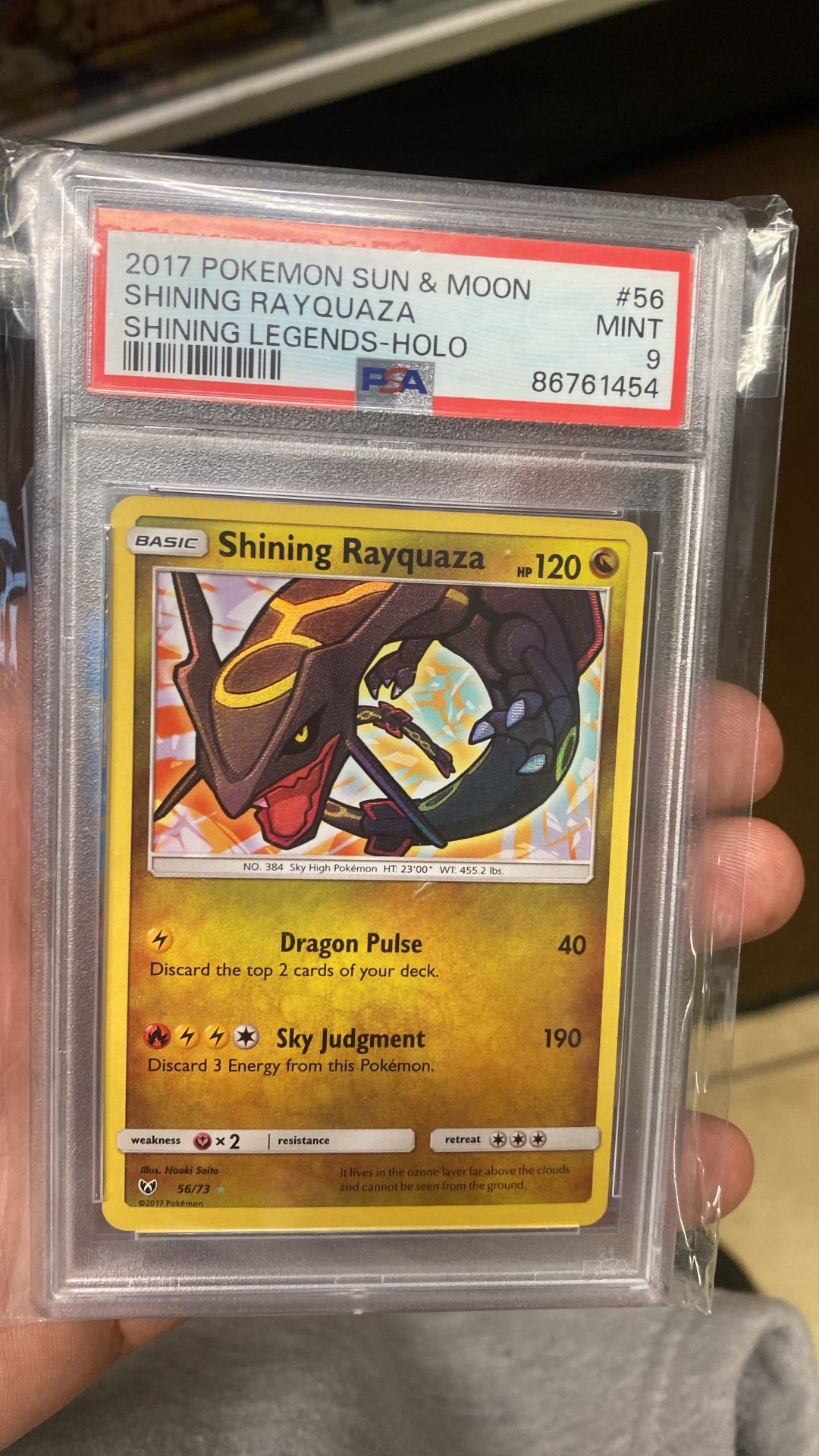 2017 Sun And Moon Raquaza Shining Holo PSA 9