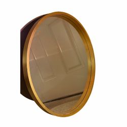 Large Round Gold Wall Mirror – Modern Deep Frame
