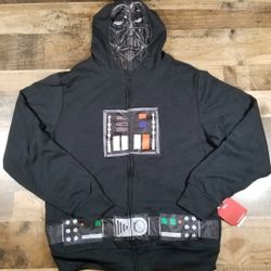 NEW Men's Disney Star Wars Darth Vader Zip Sweatshirt Hooded Mask Hoodie Medium