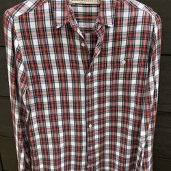 Plaid Long Sleeve Button Up Shirt Size Large 