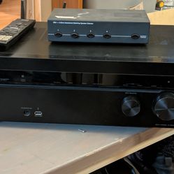 Sony receiver with speaker selector and remote