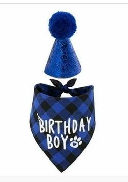 Dog birthday bandana set