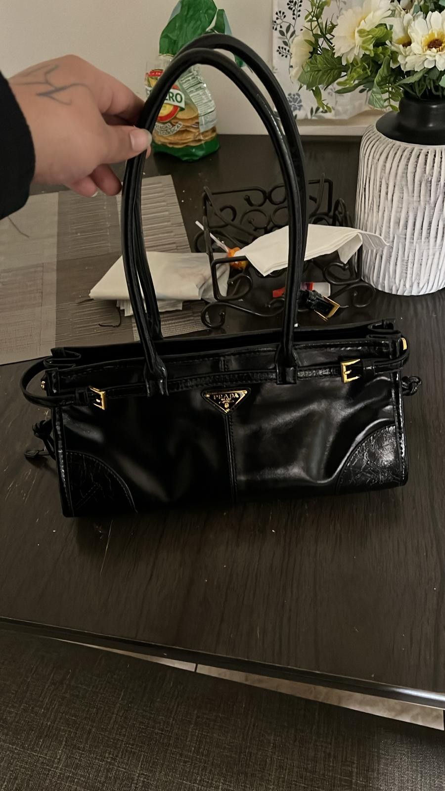 Prada Medium Leather Tote Bag 