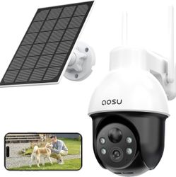 O2K QHD 3.0-MP Wi-Fi Outdoor AI Smart Solar Security Camera Panoramic PTZ Auto-Tracking C9C2CA11 - White