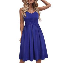 New Royal Blue Dress With Pockets M